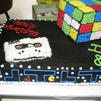 80's Cake Found the ideas for this cake on here. Loved the cake except for the cassette tape and please excuse the mess in the background (I was...