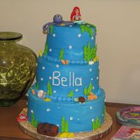 Ariel Ocean Cake What a fun cake to do! It's vanilla cake iced in buttercream w/fondant accents. I couldn't make Ariel out of fondant so I had to...