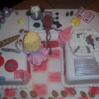 Messy Kitchen I was asked to do a cake to represent a messy kitchen for a budding cook!!! Sugarpaste and RI used to make all the kitchen utensils.