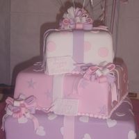 Present Cake 3 tier present cake made for a 13th birthday for 2 girls. All sugarpaste.