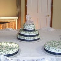 Wedding Cakes Here is another view of the wedding cake. I also made groom's cake milk chocolate on right and a diabetic on the left, which is why...