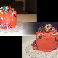 Santa's Sack I got this idea from Thanh Thanh on here. Mine doesn't look as good as her's but still did ok. Ball cake pan, Fondant sack with...