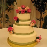 Pink Roses This cake was a little bit of a fiasco. Two chocolate tiers, two white chocolate, covered in fondant. Thanks for all the posts on putting...