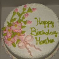 Heathers B-Day Cake Yellow butter cake all b/c icing. Yet another last minute cake.