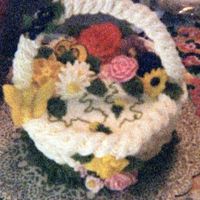 Flower Basket My first paid cakes. They ordered 4 cakes for secertarys day. The cake was made from a half sports ball pan, royal icing flowers and handle...
