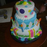 Cyndy's Birthday Cake 6'',8'',11'' inch. WBC Fondant accents.