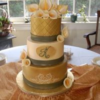 My First Paid Gig! Design inspiration from Helipops!Icing tips: SugarshackCalla lillies: toedna6,8,10 - ButtercreamAirbrushed colors, Luck's gold shimmer...