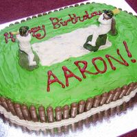 Children's Cricket Cake This was a last minute cake.. My Step son requested a cricket theme and I threw this together in about an hour!