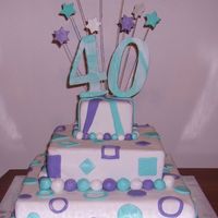 40Th Birthday This was my first attempt at a fully covered fondant cake. Chocolate mud cake on bottom and caramel mud cake for 2nd and 3rd tiers.Thanks...