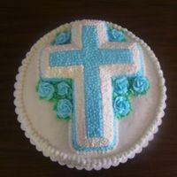 Baptism Cake White cake, 16" with cross. Did it for my nephews baptism