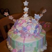 70Th Birthday Celebration Thanks goes out to Shazza23 for the inspiration on this cake, did the duff fondant roses with fondant butterfiles and stars.