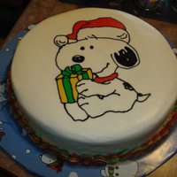 Snoopy Christmas Frozen Butter Cream Transfer on Chocolate cake