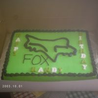Randys_Cake2.jpg This is a Fox cake I did for a friend. The writing is in chocolate. Thanks for looking.