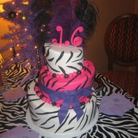Sweet 16 Zebra Print Topsy Cake 