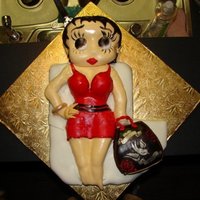 Betty Boop! WASC cake with raspberry preserves and french buttercream under buttercream flavored fondant. Everything is handsculpted. Birthday cake for...