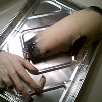 Severed Arm And Hand This was a request for a Halloween party. Red velvet cake with cream cheese frosting and vanilla fondant. The maggots are vanilla fondant...