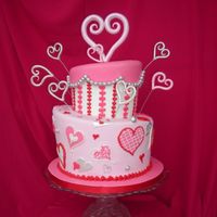 Valentine's Cake Gumpaste hearts topsy turvy Valentine's Cake