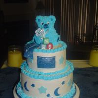 H's Baby Shower Cake I am so happy it came out after all the problems I had with the original icing. I ended up re-icing it and it came out great. Bottom layer...