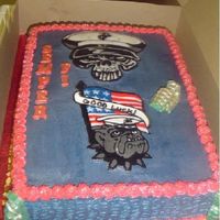 Going Away Cake Made this for my husbands friend that served w/ him in Iraq. Him and his family are finally going back home and leaving Cali. It was a choc...