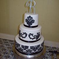 Black & White Damask My daughter's wedding cake which would not have happened if it had not been for my friends NonnieD and Mac. They really came to the...