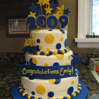 Polka Dot Graduation Cake Buttercream with fondant details.