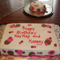 Polka Dots This was a choc. cake with BC icing which is not my favorite to do. It is always a little harder to cover for me. All the decorations are...