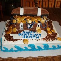 Pirates Chest A cake for my nephew. He wanted a pirate theme and I didn't have time for a ship so this is what I came up with. The money is candy...