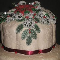 Gum Paste Poinsettia's And Holly Leaves I made these for the topper for my first wedding cake.Thanks for looking!!