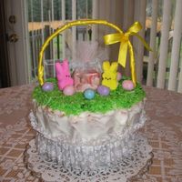 Easter Basket Cake This is made from an upside down bundt cake. Frosted with lemon frosting topped with tinted coconut and add your own candies. The handle is...