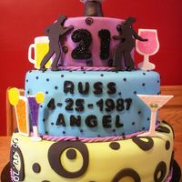 Club Theme Anniversary Cake I was told by the customer "glow necklaces and drinks". The disco ball was styrofoam covered in fondant, drinks, people, and all...