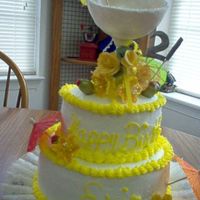 21St Birthday Dark Chocolate Fudge with pomogrante filling. Buttercream frosting withfondant and gumpaste accents.