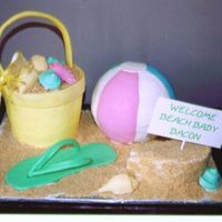 Beach Ball/bucket This cake was for a baby shower. The mom-to-be lives at the shore. The beachball was made using the ball pan, the bucket was made using a 4...