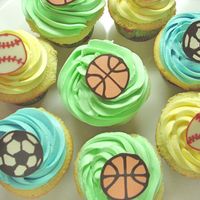 Cupcakes For Sports-Themed Party Cupcakes decorated with different balls ... created for a little boy's birthday celebration....