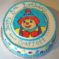 Gymbo The Clown Designed this one for a birthday celebration at the local Gymboree.... 14" cake with three layers of chocolate fudge cake and vanilla...