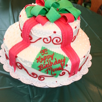 Grandmother's 80Th Birthday Cake My grandmother was born on Christmas Eve, so we needed a lot of servings. I've never used fondant, never made more than one layer. My...