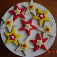 Star Cookies Vanilla cookies covered in fondant. I made these to match a High School Musical Cake I made for a girl.