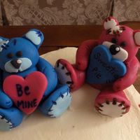 Stitched Up Valentine's Bear's Bears and hearts are fondant.