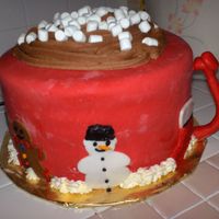 Hot Cocoa 6 layers!! Top is strawberry w/ cream cheese, next 2 are pumpkin w/ cheesecake spice, last 3 are coconut w/ pistachio! Frosted in rum...