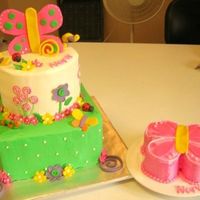 Buttercream Butterfly 1St Birthday Cake This one is buttercream with fondant accents and a matching smash cake for the one year odl. I haven't done just buttercream in a...