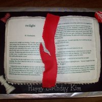 Twilight Cake I did this for a friends Bday that used the Twilight theme! Tried to represent all four books for her. The edible image was for the "...