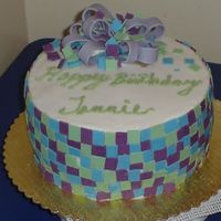 Mosiac Tiles I made this for my friends b-day....can we say that this took forever. It's a 9'' round with blue,green and purple candy...