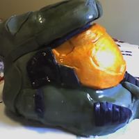 Halo 3 Helmet Cake my friend Julia and I made this cake for my boyfriend's birthday... he loves his videogames... especially Halo... we had a hard time...