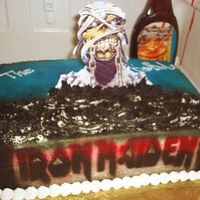 Iron Maiden B-Day This was all bc made for a fan of the Group. The Mummy is a pic on a stand inserted in the cake.