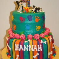 9Th Birthday Cake This was for my daughter's 9th birthday. She wanted the border collies opening the gift, the roses, the "9" and the colors....