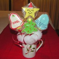 Christmas Cookie Bouquet Sugar cookies decorated with Royal icing. Small gift for an elderly person.