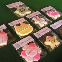 Isabella's Baby Shower Sugar cookies decorated with Royal Icing - one for each guest at a baby shower