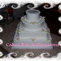 4 Tier Cake Buttercream, stacked, pink catalaya