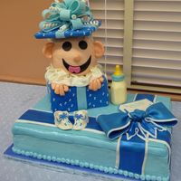 Baby Shower Present The cake is covered in a combination of BC and MMF. Bows and booties are gumpaste. It was a lot of fun to make and I&acirc;m told the...