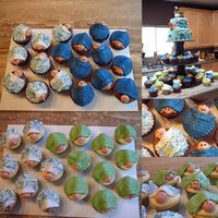 Baby Cupcakes Lemon and chocolate cupcakes. Edible image is the fabric for the nursery.