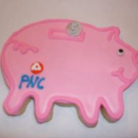 Piggy Bank coins are fondant painted w silver luster dust